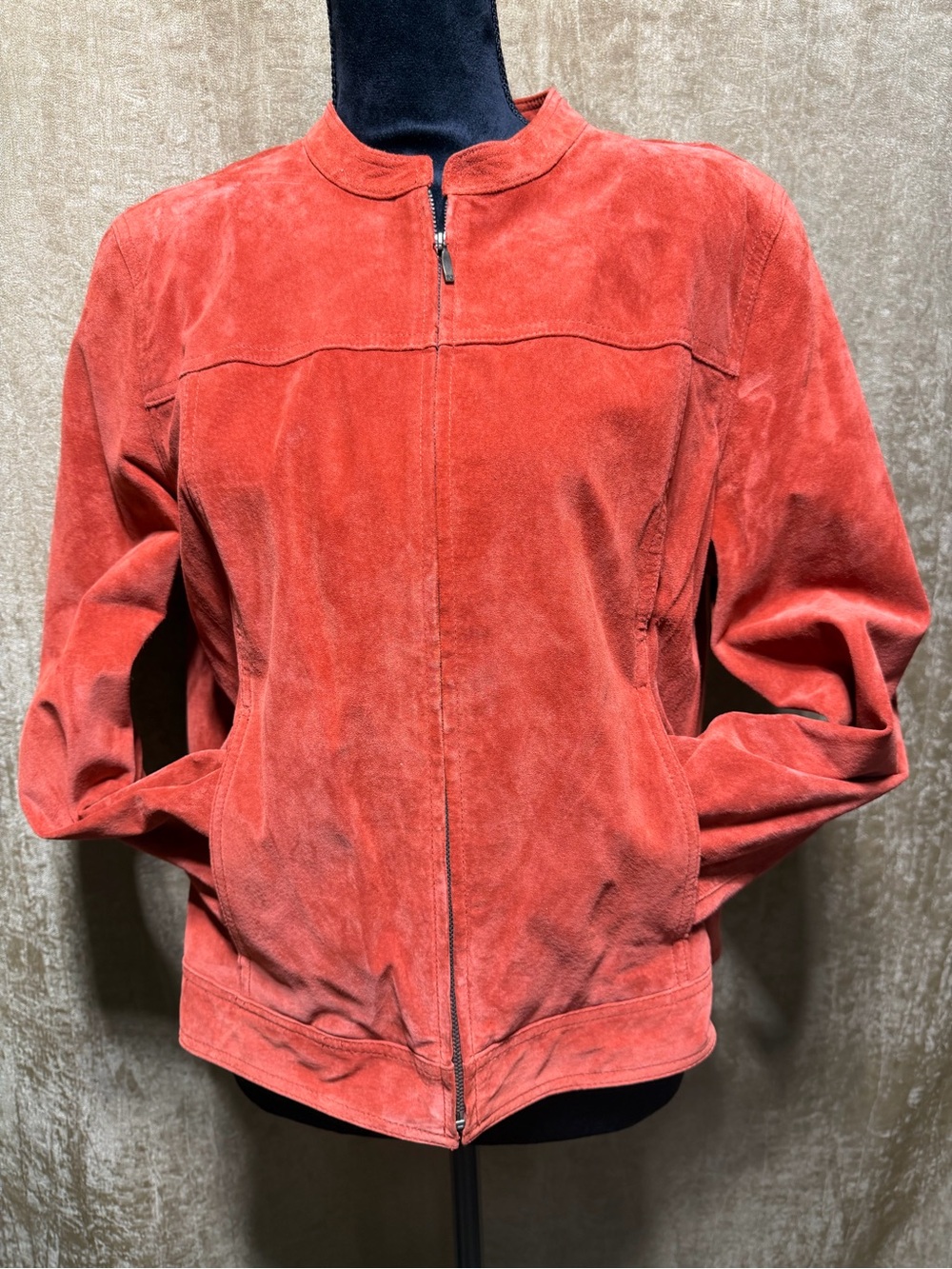Women's Vintage FIELDDGEAR Suede Zip-Front Jacket - Rust /L